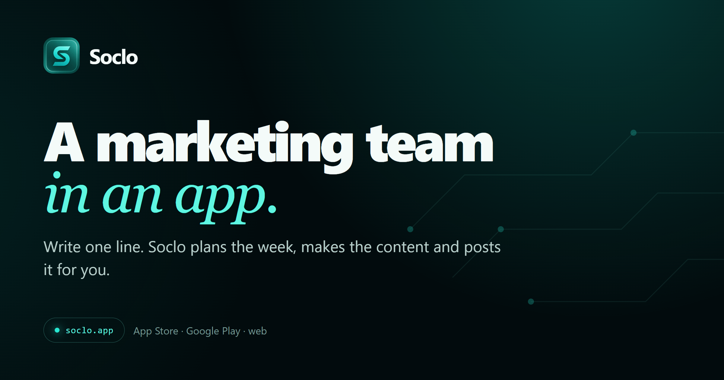 Soclo AI Content and Marketing · Plan, Create, Post